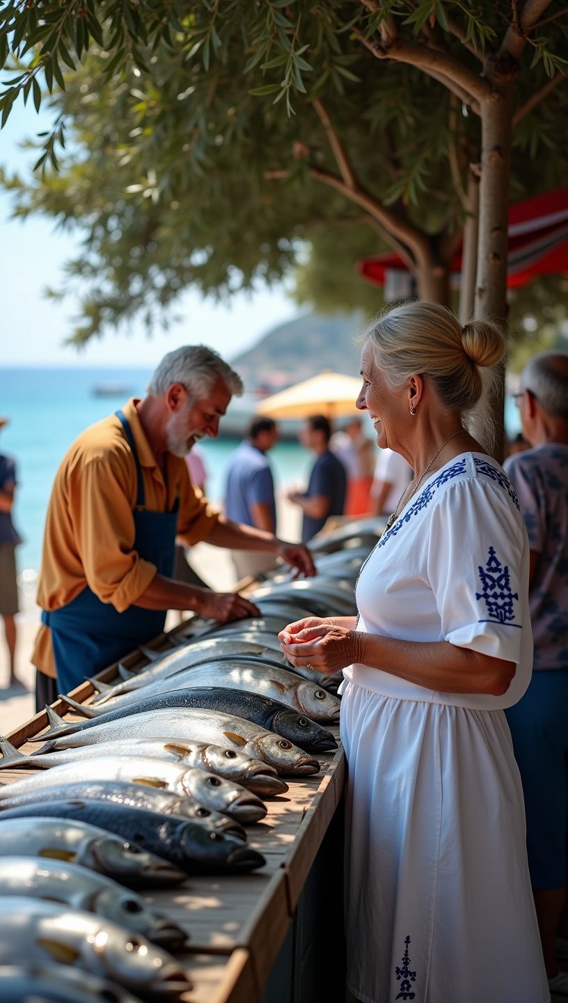 Πιάτο με ψητό ψάρι, περιχυμένο με ελαιόλαδο και φρέσκα βότανα.