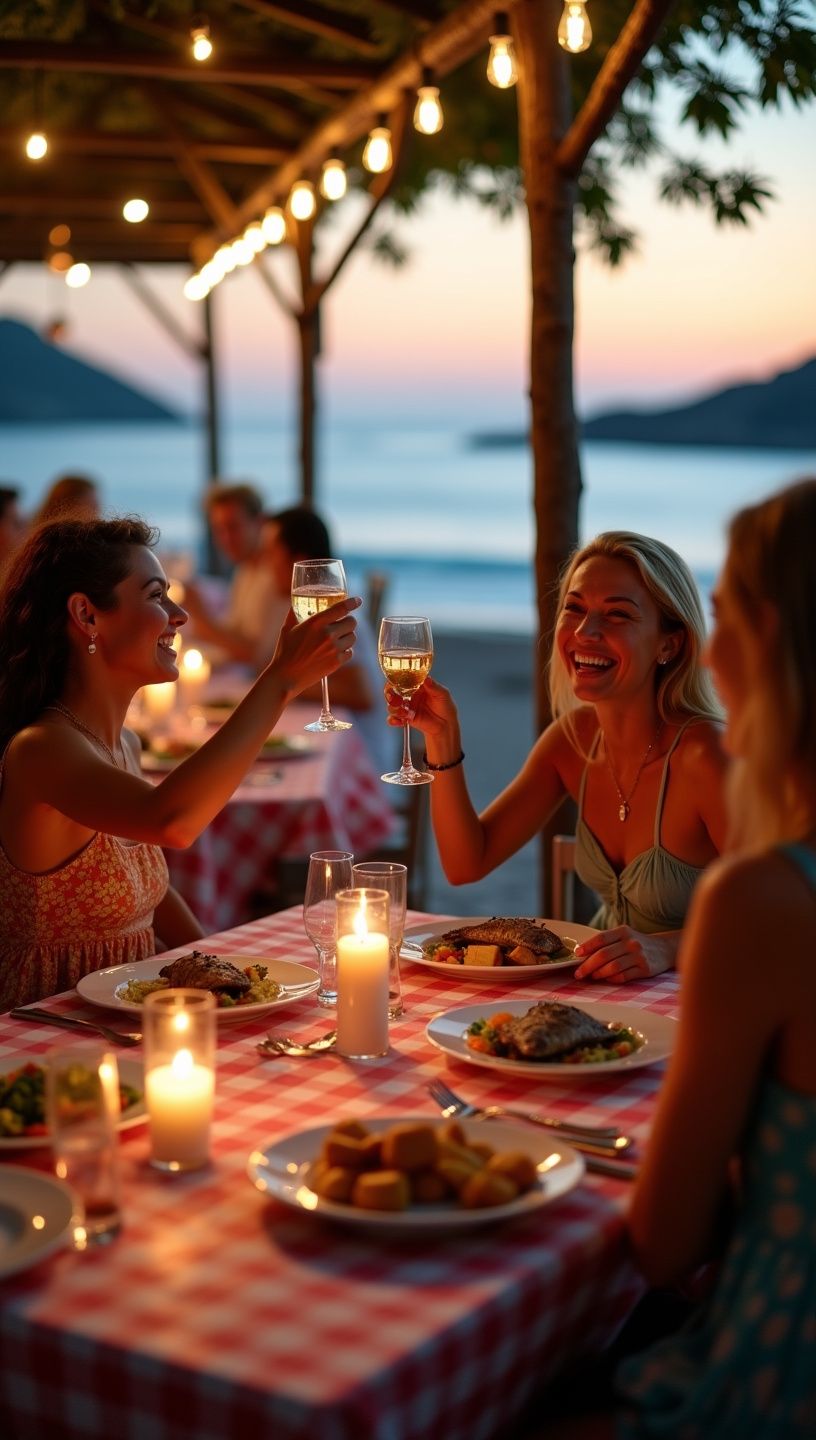 Σαλάτα με θαλασσινά και λεμόνι, σερβιρισμένη σε ξύλινη πιατέλα.